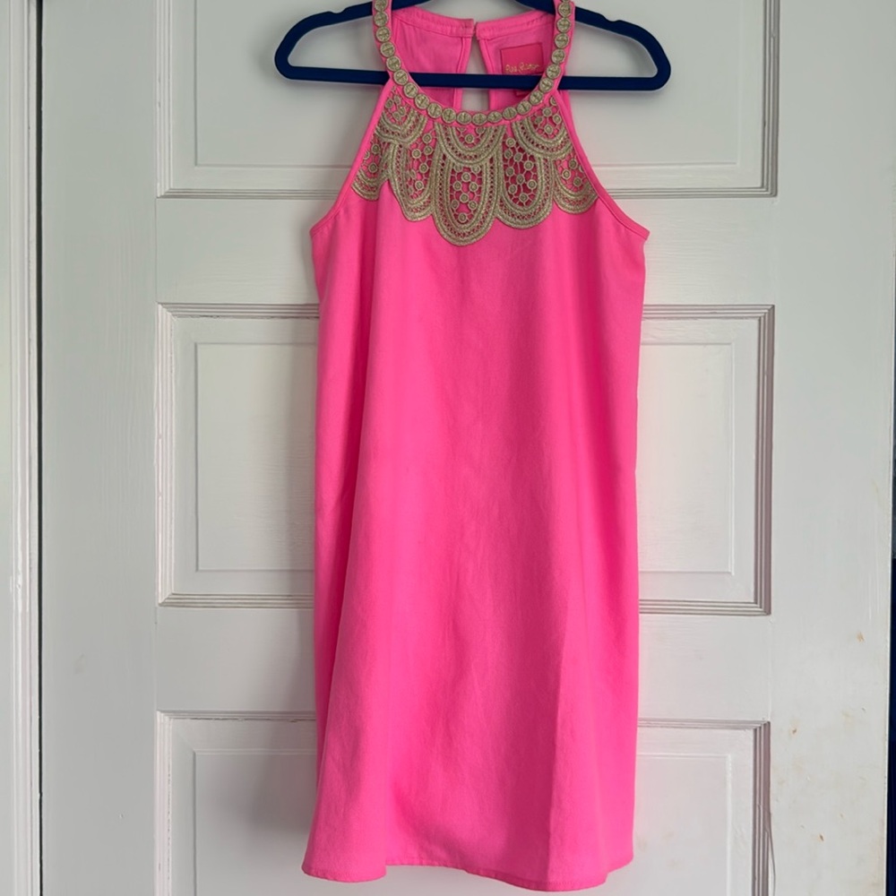 Girls size 12 Lily Pulitzer pink and gold sundress